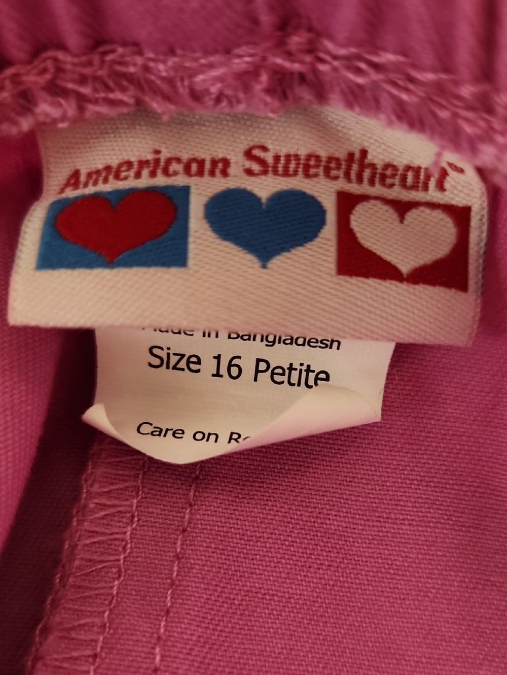 American Sweetheart - Bright Pink Fuchsia Elastic Waist Capri Pants 16P - Picture 3 of 7